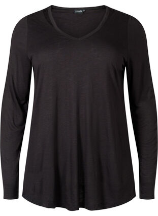 A-formad t-shirt för träning med långa ärmar	, Black, Packshot image number 0