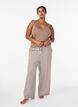 Randiga pyjamasbyxor med h&ouml;g midja och vida ben, Beige, Model image number 0