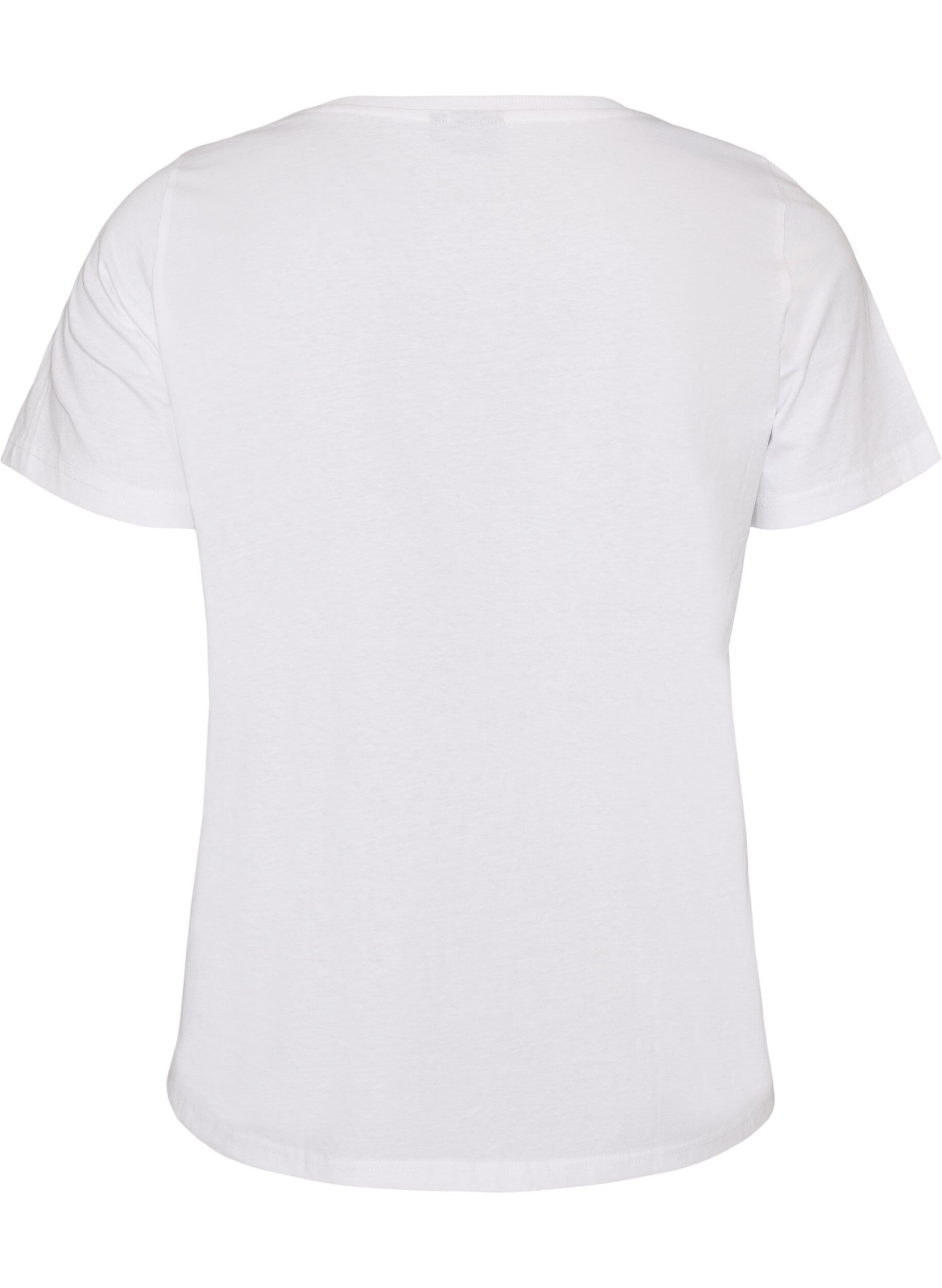 ZizziT-shirt i bomull med tryck framtill, Vit, Packshot image number 1