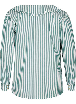 Randig skjorta i bomull, Green Stripe , Packshot image number 1