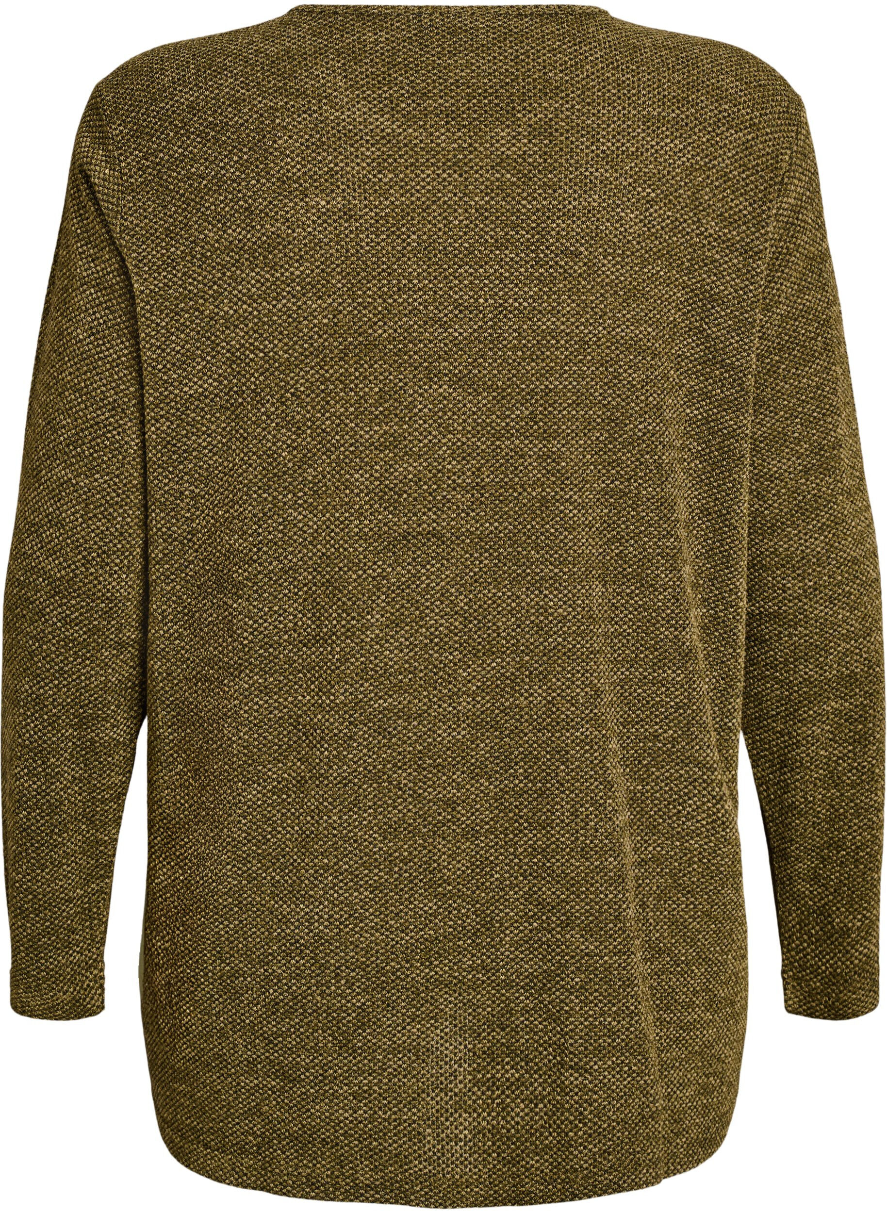 Zizzi L&aring;ng&auml;rmad blus med textur, Gr&ouml;n, Packshot image number 1