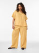 Blus i bomullsmuslin med korta &auml;rmar, Gul, Model image number 1