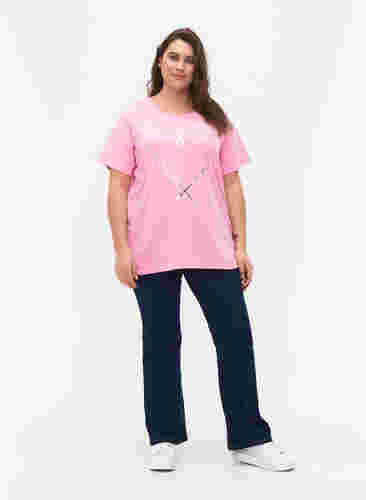 T-shirt från FLASH med tryck, Begonia Pink, Model image number 2