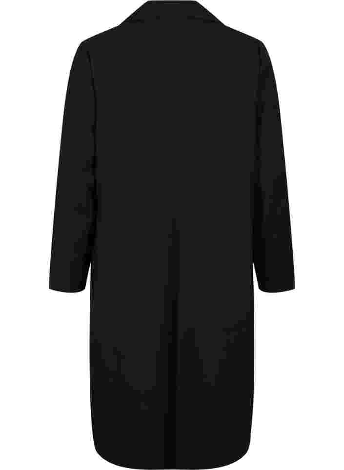 Lång kappa med knappstängning, Black, Packshot image number 1