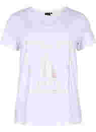 Tränings-t-shirt i bomull med tryck, White w. inhale logo