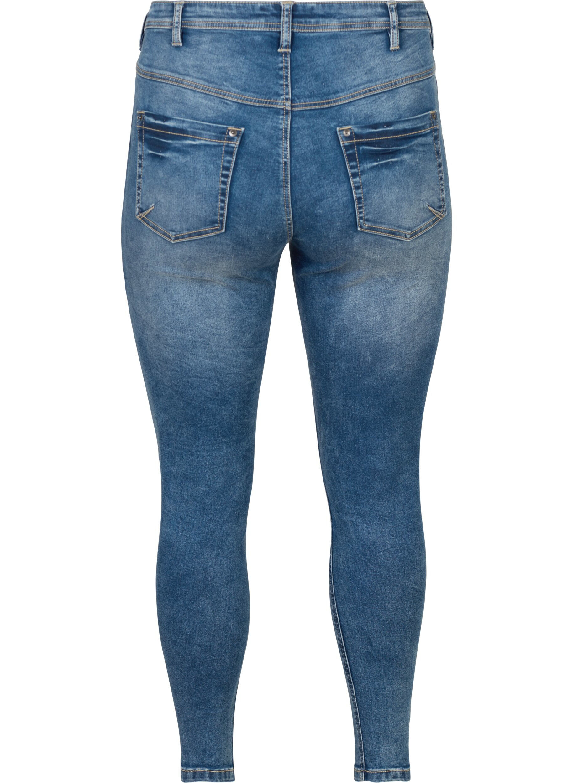 ZizziCroppade Amy jeans med blixtl&aring;s, Bl&aring;, Packshot image number 1