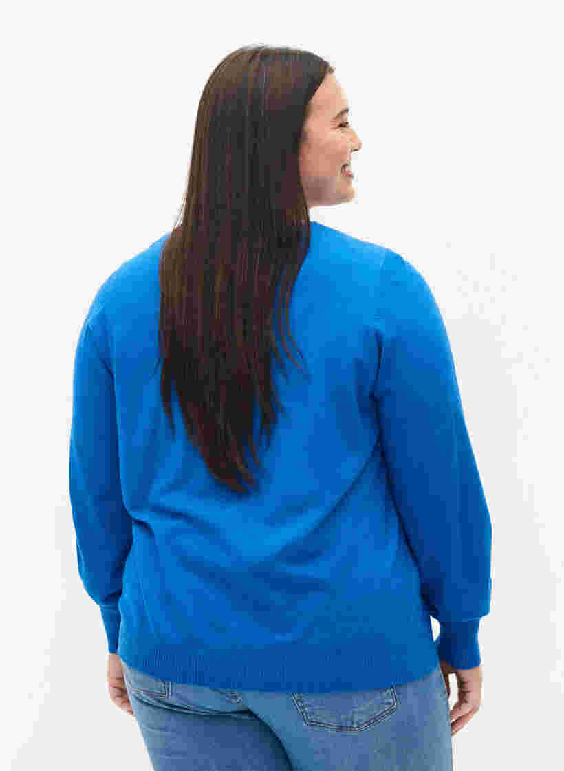 Enfärgad stickad tröja med ribbade detaljer, Skydiver Mel., Model image number 1