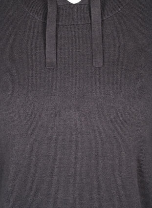 Melerad stickad tröja med huva, Dark Grey Melange, Packshot image number 2