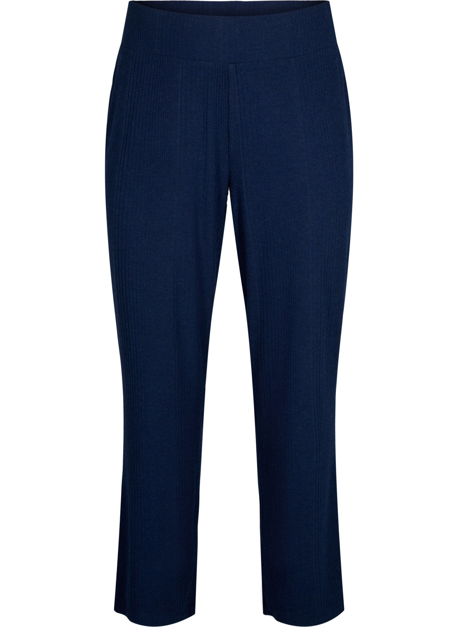 Zizzi Bekv&auml;ma byxor med randig struktur, Night Sky Mel., Packshot image number 0