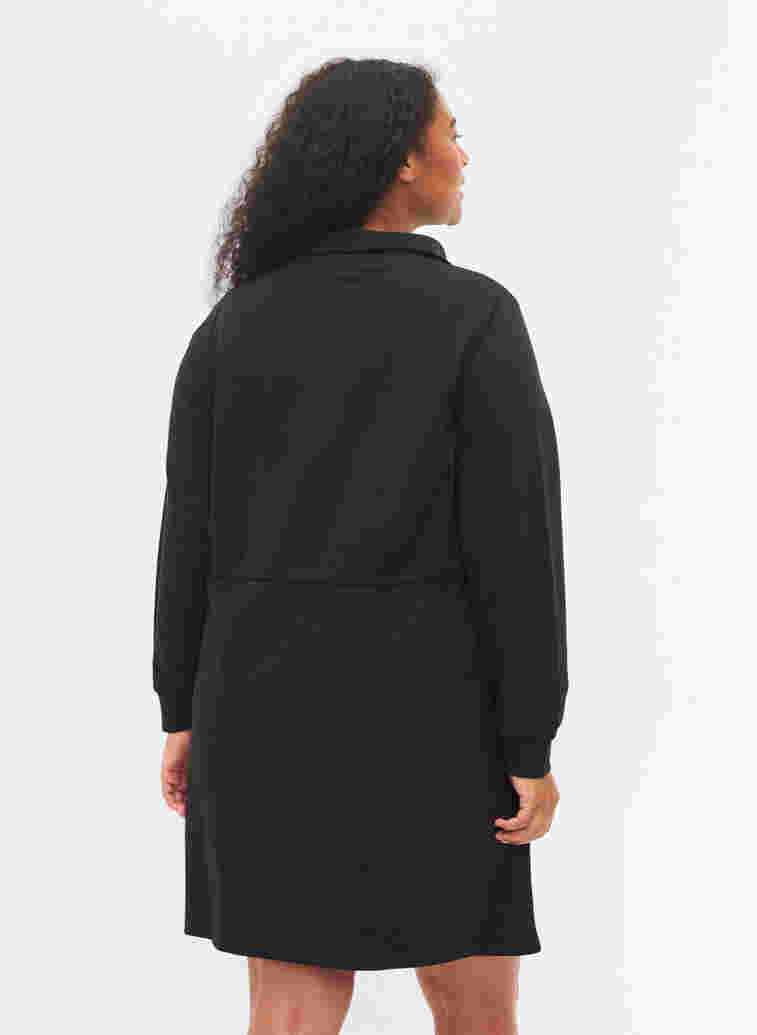 Sweatshirtklänning med dragkedja och dragsko, Black, Model image number 1