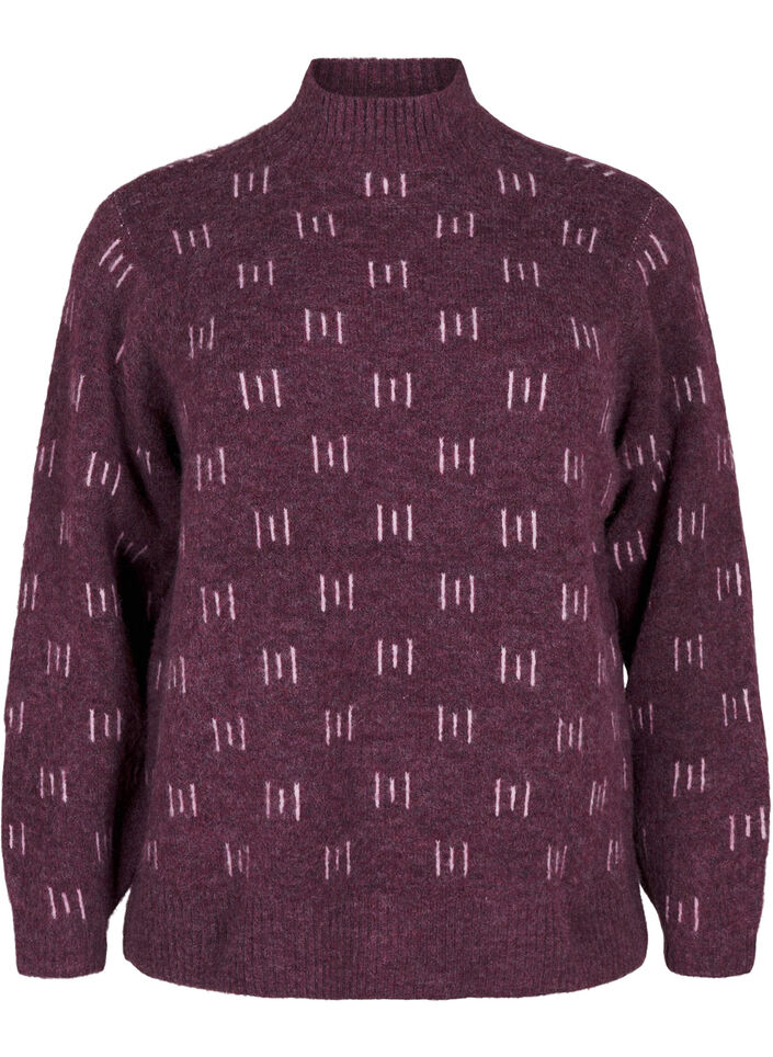 Stickad blus med mönster och hög hals, Potent P. Mel. Comb, Packshot image number 0