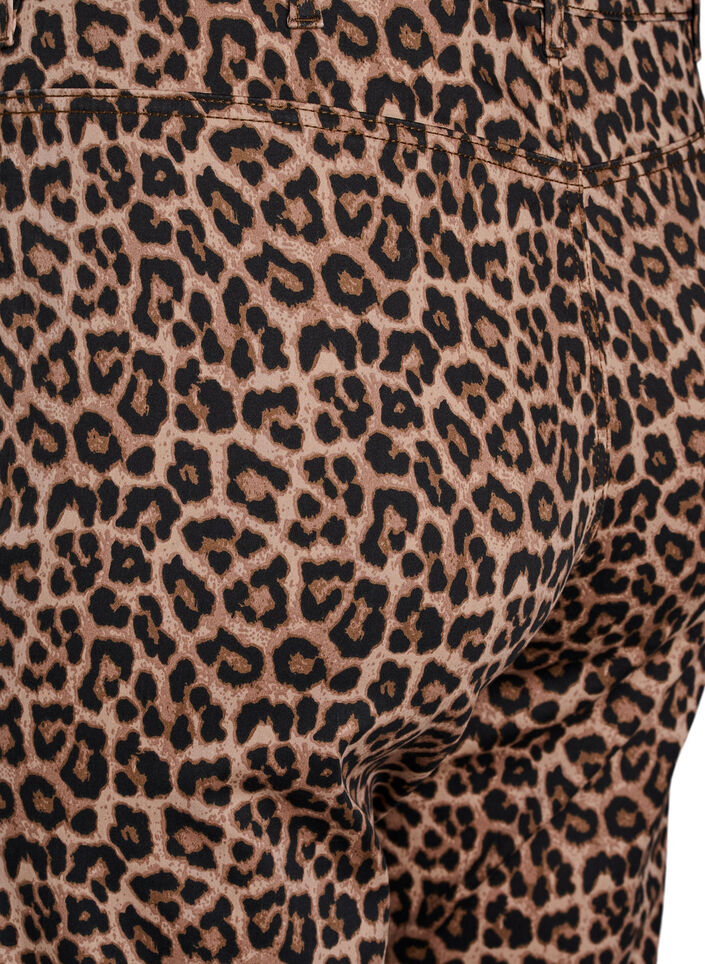Leopardmönstrade jeans med normal midja, Brun, Packshot image number 3
