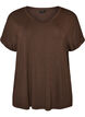 Bas-t-shirt med v-ringning i viskos, Brun, Packshot image number 0