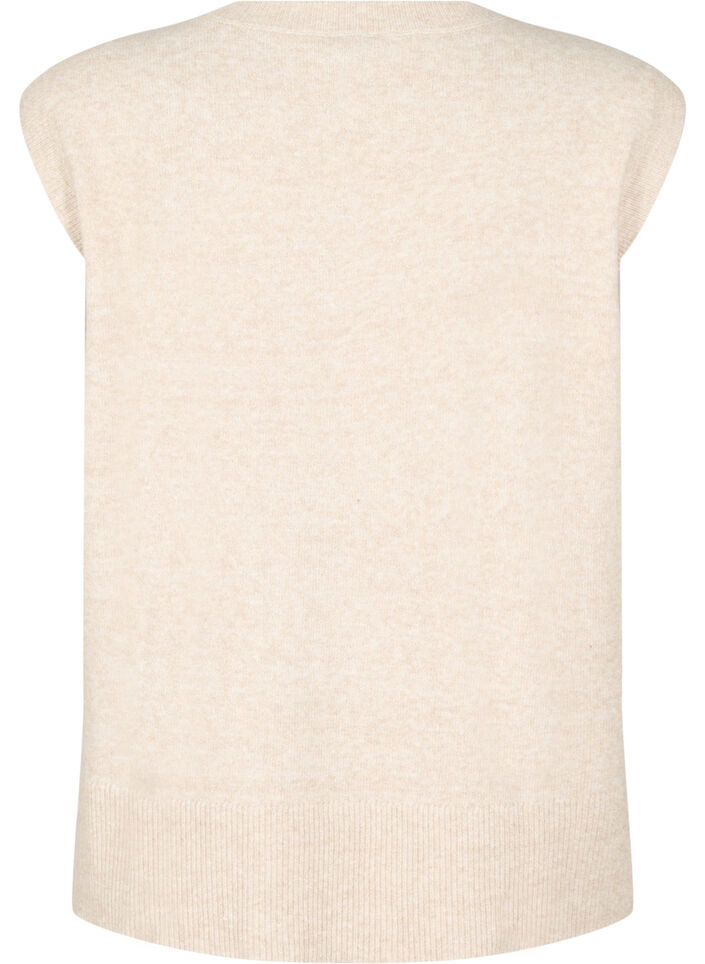 Stickad v&auml;st med ribbade kanter, Beige, Packshot image number 1