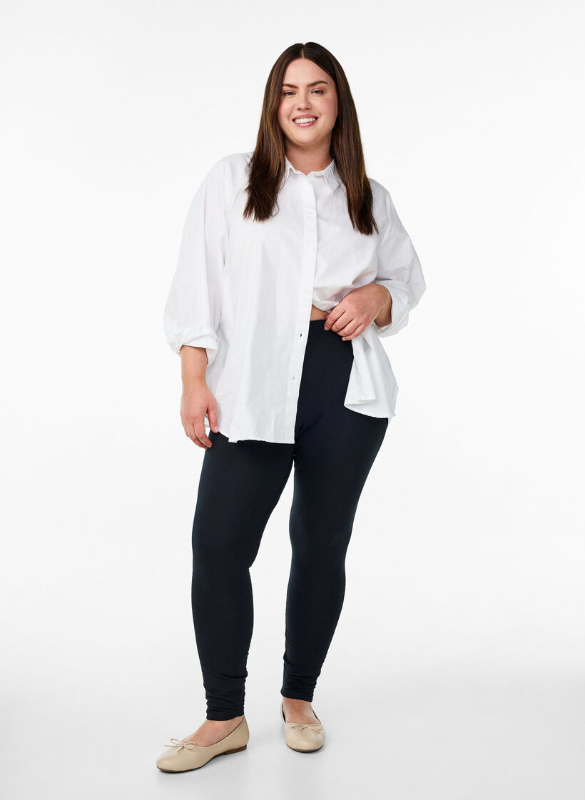 Leggings i bomull med foder, Svart, Model image number 1