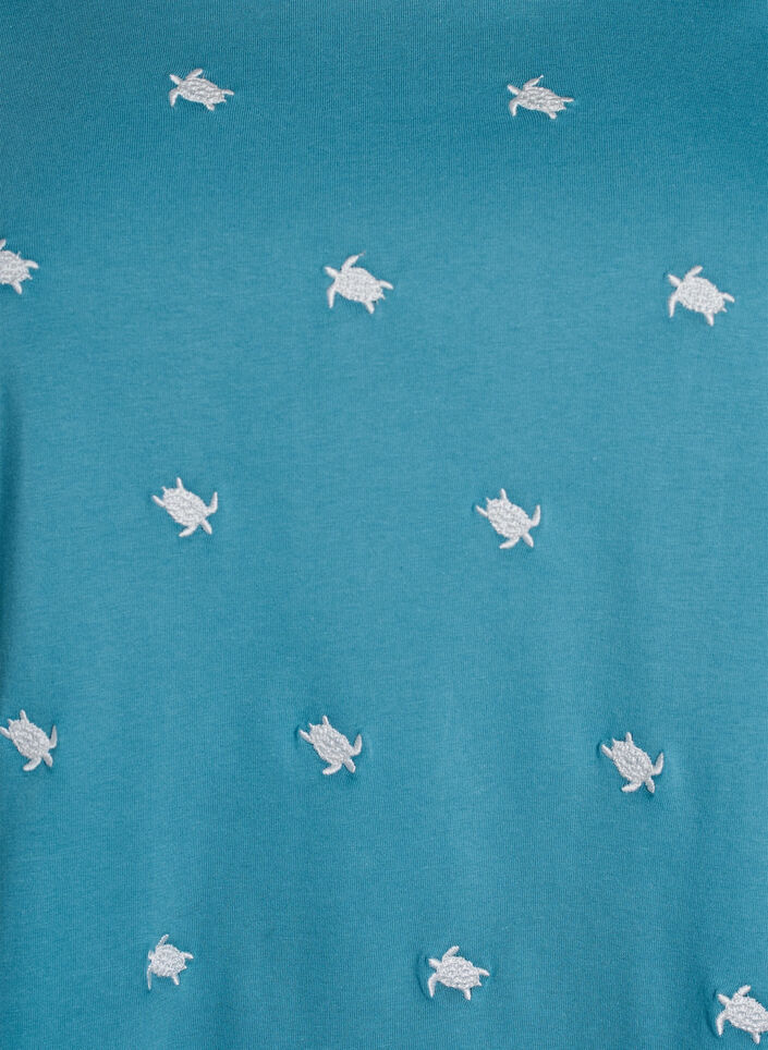 T-shirt i ekologisk bomull med broderade motiv, Bl&aring;, Packshot image number 2