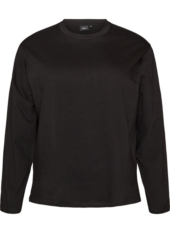 Bas-t-shirt med l&aring;nga &auml;rmar, Svart, Packshot image number 0