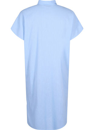 Lång skjorta i bomullsblandning med linne, Serenity, Packshot image number 1