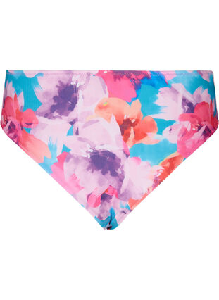 Bikiniunderdel med tryck och hög midja, Pink Flower, Packshot image number 1