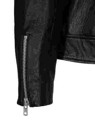 Läderjacka med dragkedja, Black, Packshot image number 3