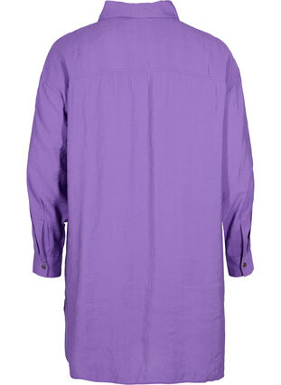 Lång viskosskjorta med knappar, Royal Lilac, Packshot image number 1