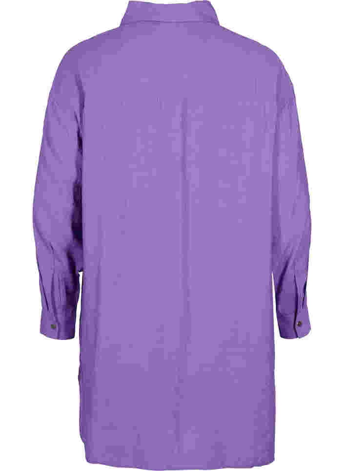 Lång viskosskjorta med knappar, Royal Lilac, Packshot image number 1