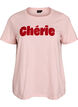 T-shirt i ekologisk bomull med tryck framtill, Rosa, Packshot image number 0