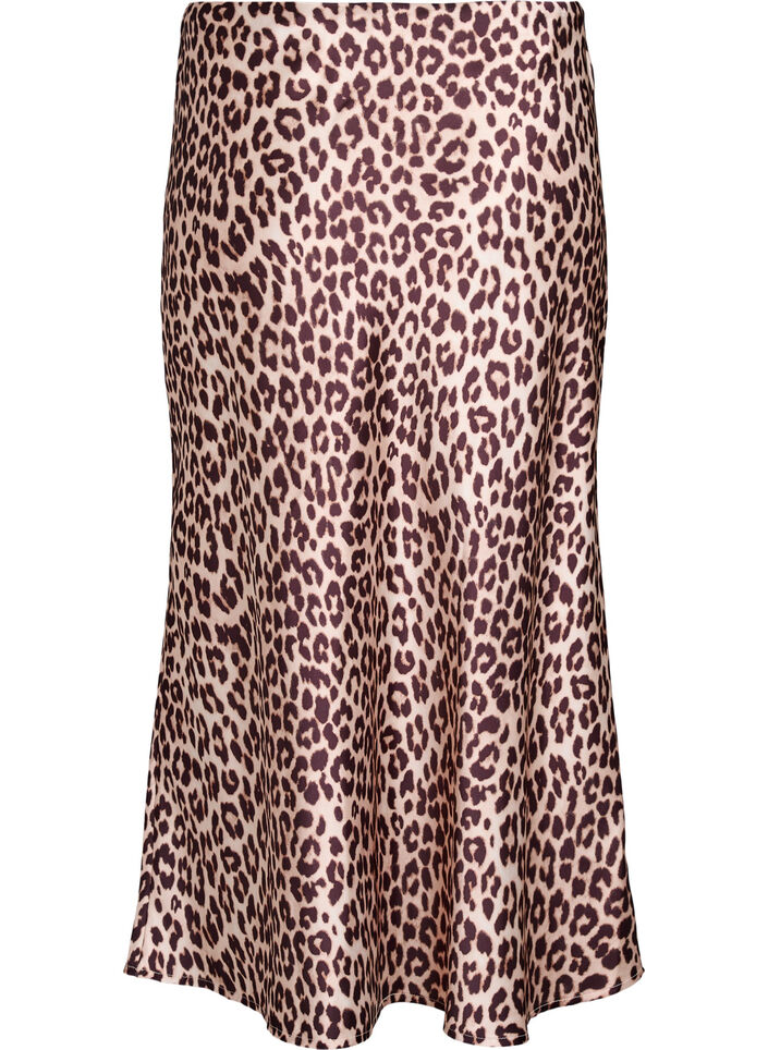 Midikjol i satin, Brun, Packshot image number 1