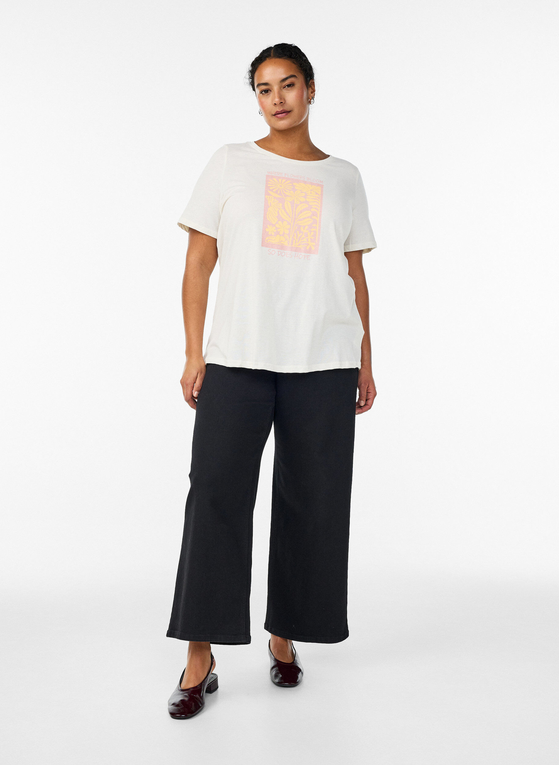 ZizziT-shirt med tryck, Vit, Model image number 1