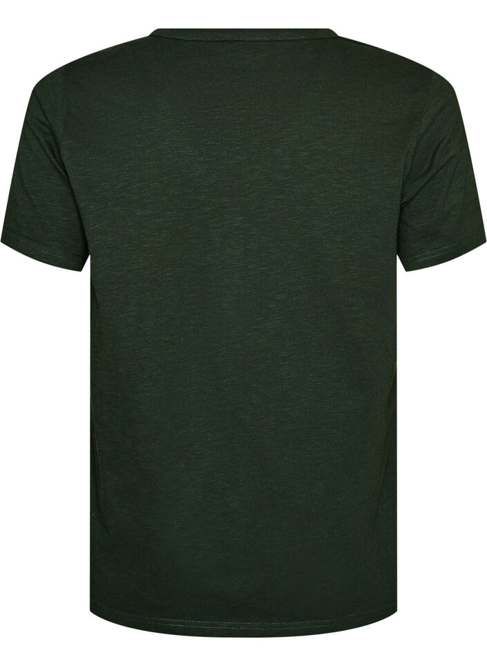 T-shirt med knappdetalj, Gr&ouml;n, Packshot image number 1
