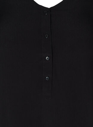 Kortärmad viskosklänning med knappar, Black, Packshot image number 2