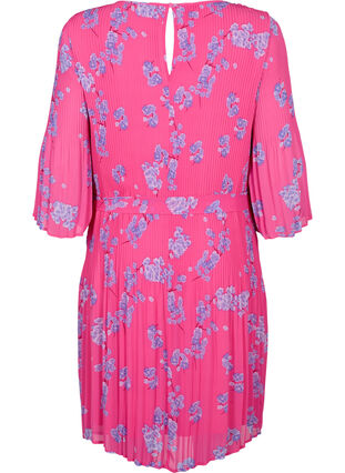 Plisserad klänning med mönster och knytband, Beetroot Purple AOP, Packshot image number 1