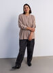 Stickad blus med ribbstruktur och knappdetaljer, Beige, Model image number 1