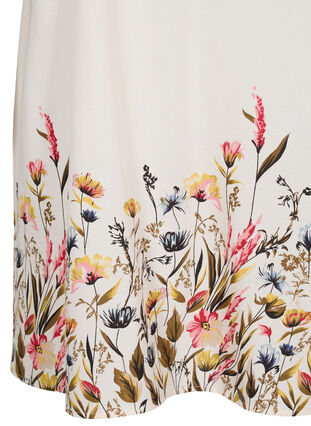Kortärmad viskosklänning med blommigt mönster, Off White Flower, Packshot image number 3