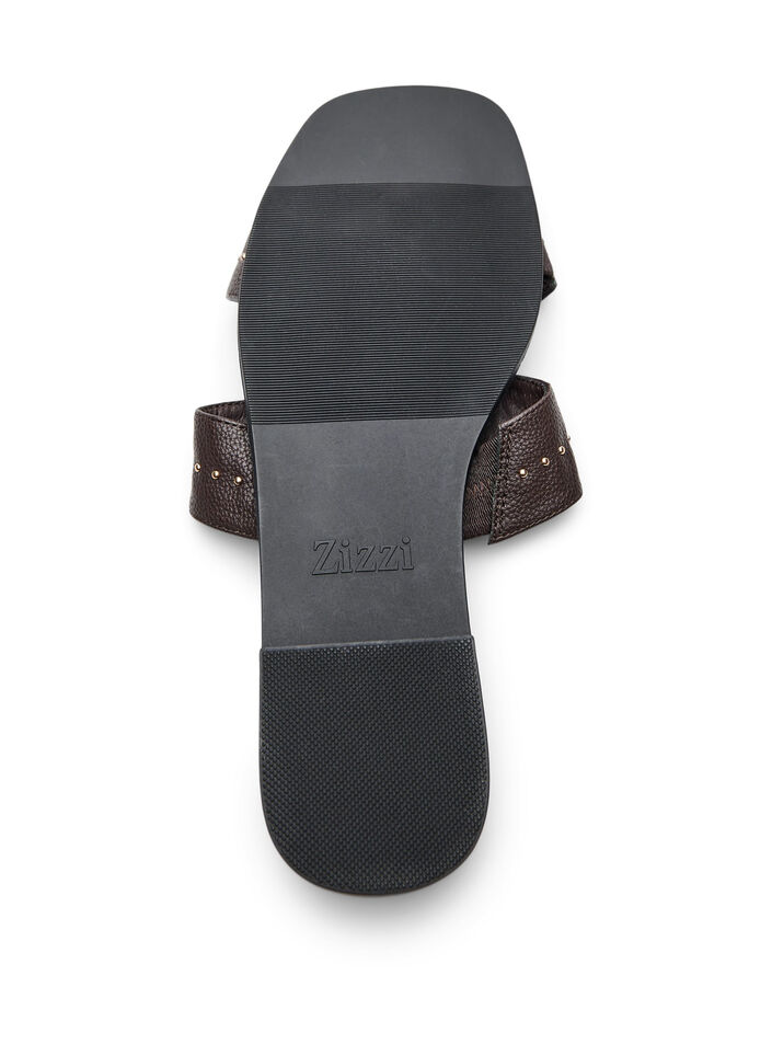 Platta sandaler med nitar, Brun, Packshot image number 4