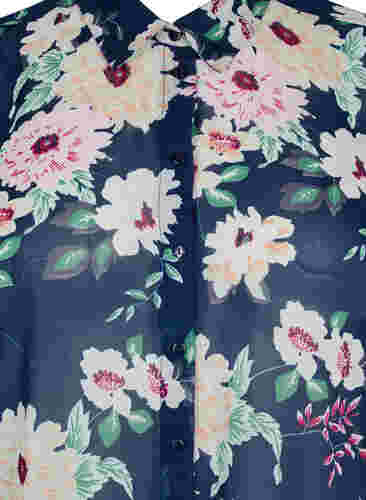 FLASH - Långärmad skjorta med blommönster, Navy Flower, Packshot image number 2