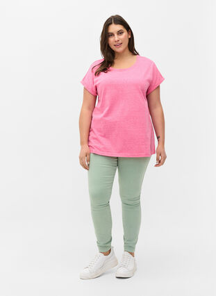 Melerad t-shirt i bomull, Fandango Pink Mél, Model image number 2