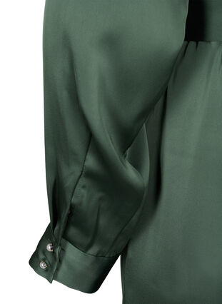 Långärmad omlottklänning i satin, Duck Green, Packshot image number 3