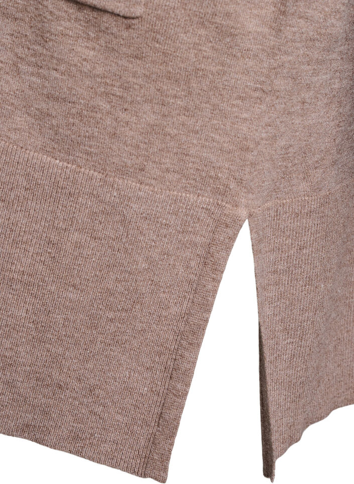 Lång stickad kofta med fickor, Fossil w. TNT Mel. , Packshot image number 4
