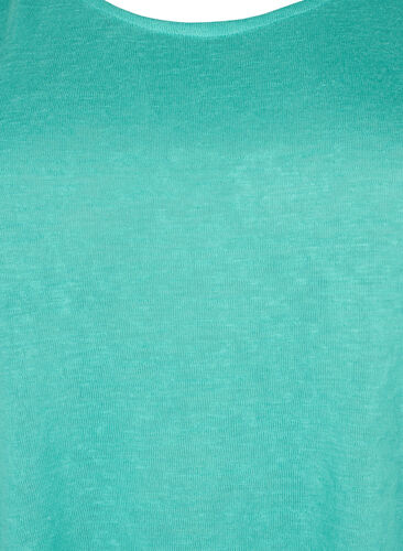 Topp med struktur och rund hals, Turquoise, Packshot image number 2