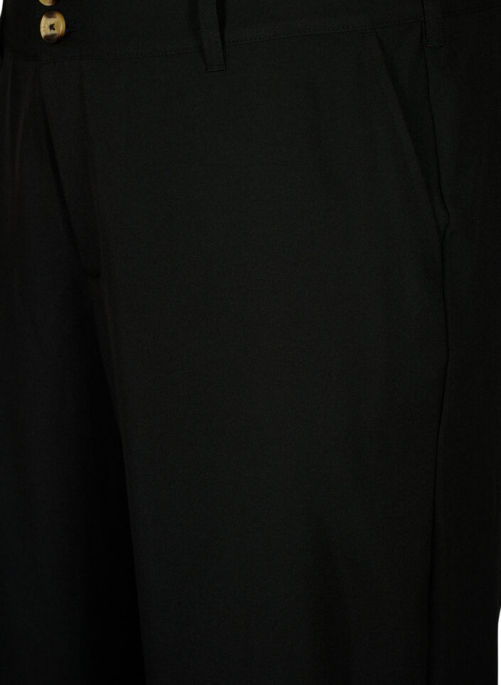 Byxor med hög midja och uppvikning, Black, Packshot image number 2