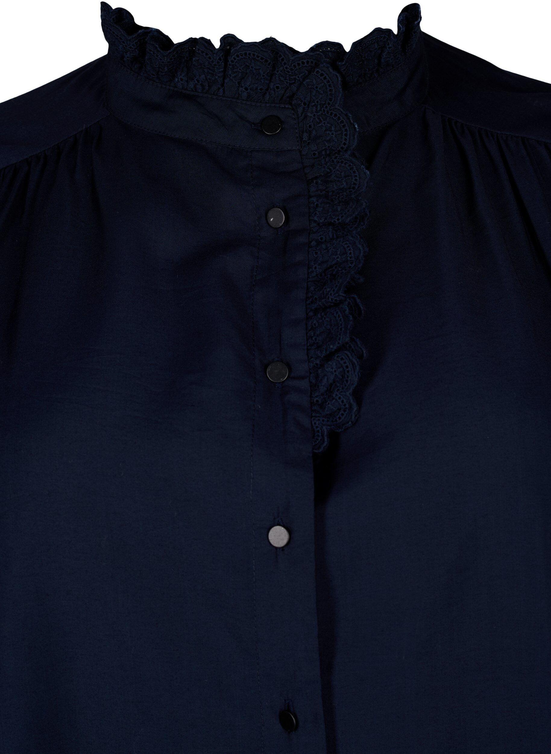 Zizzi Viskosshirt blus med ruffles, Sky Captain, Packshot image number 2
