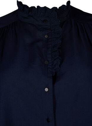 Viskosshirt blus med ruffles, Sky Captain, Packshot image number 2
