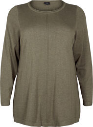 Stickad blus i bomull-viskosblandning, Grön