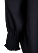 Blus med volangkrage och rynkning, Svart, Packshot image number 3