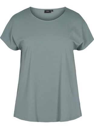 Randig t-shirt i bomull, Balsam Green Solid, Packshot image number 0