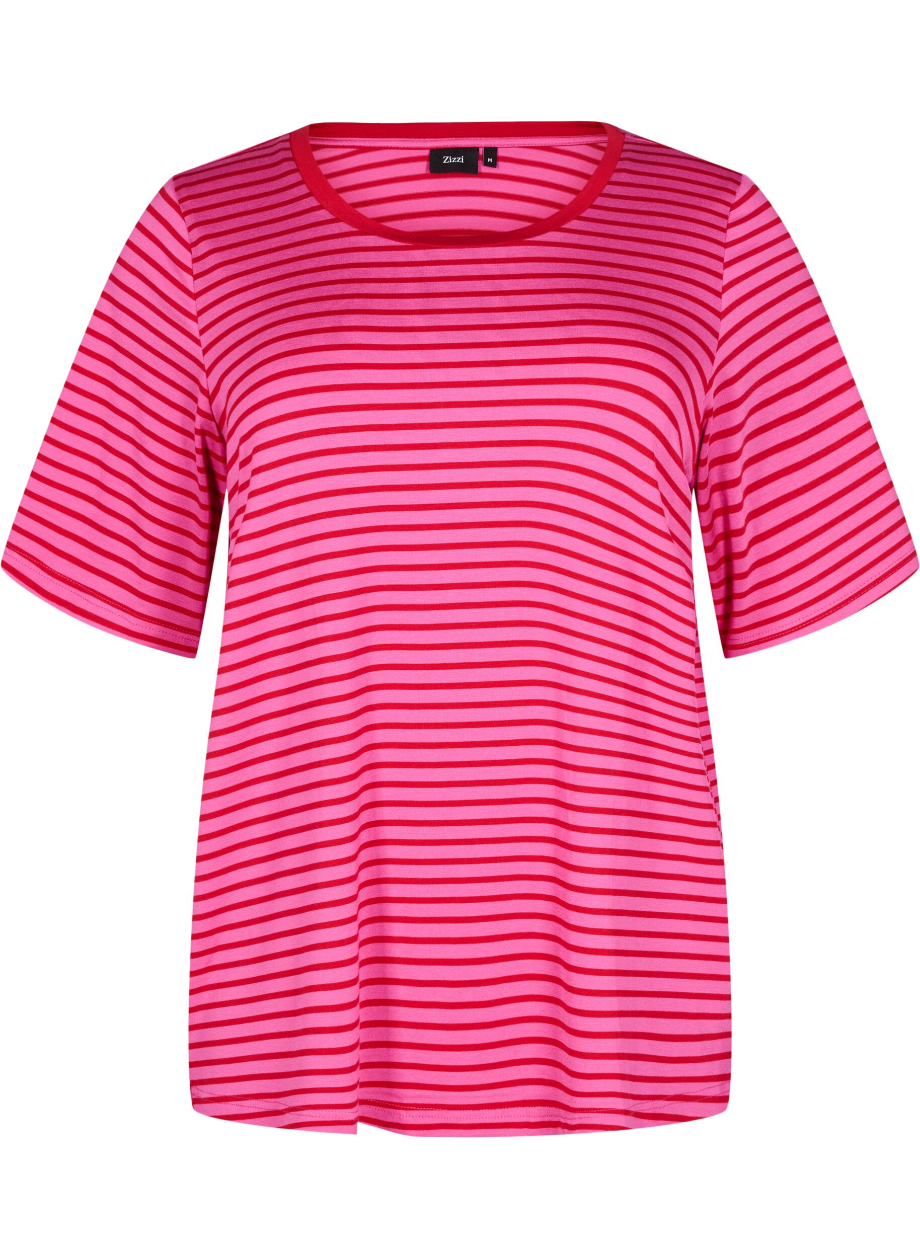 Zizzi T-shirt med TENCEL&trade; Lyocell och r&auml;nder, Rosa, Packshot image number 0