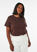 Enkel t-shirt i bomull med rund halsringning, Brun, Model image number 0
