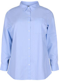 Skjorta i bomullsmix, Blue w. White Stripe