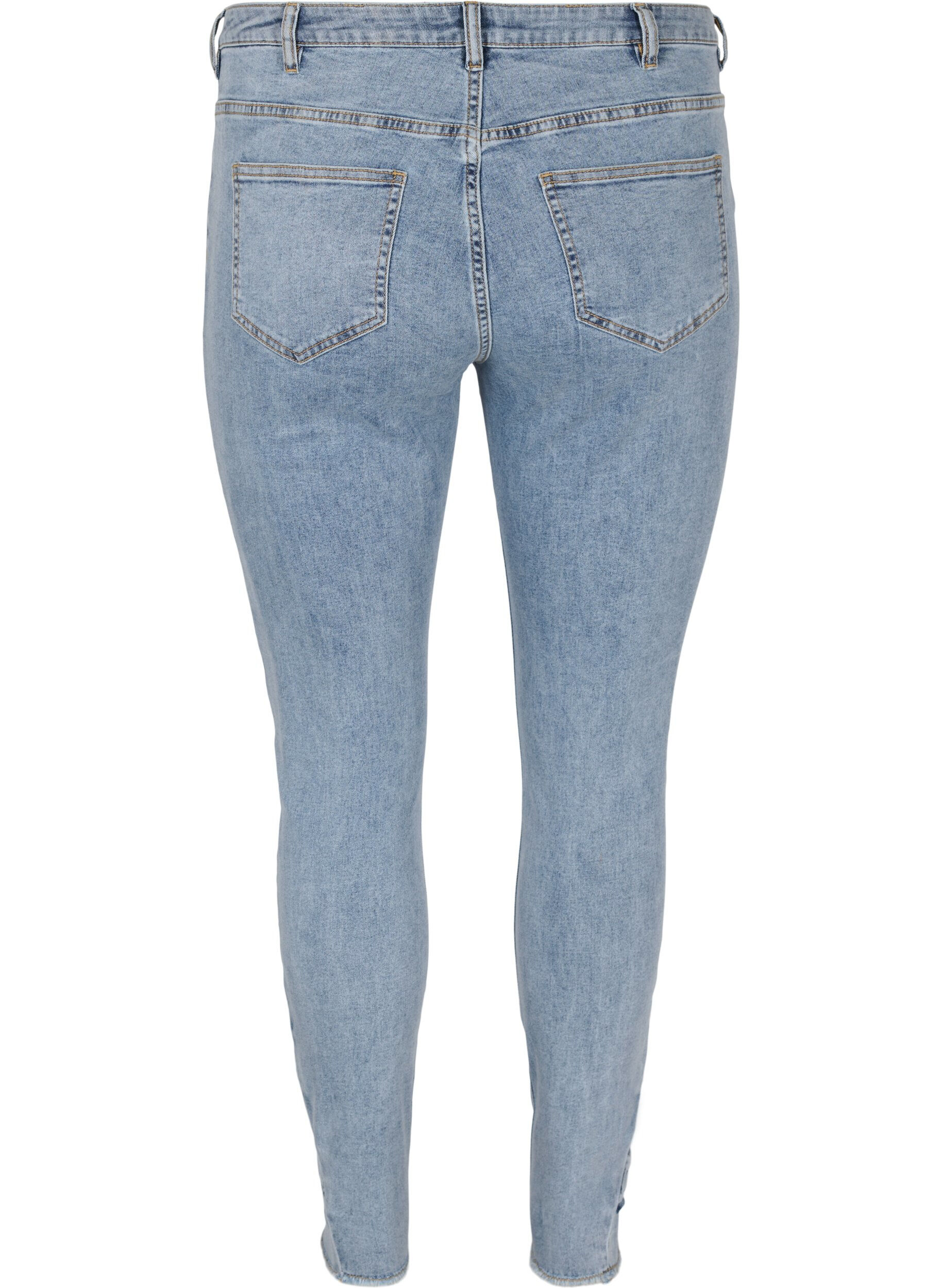 Zizzi Croppade Amy jeans med rosetter, Light blue, Packshot image number 1